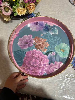 Vassoio decorativo floreale misure: 37x37