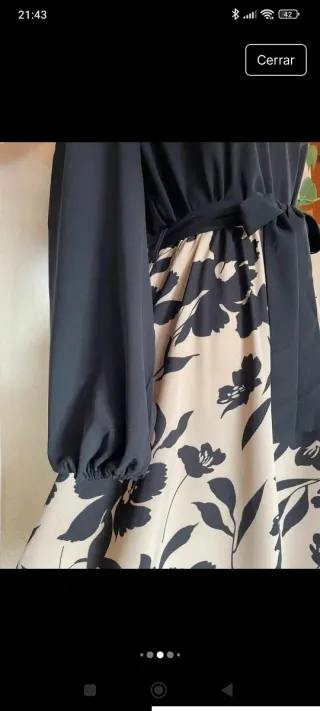 Vestido de fiesta beige y negro