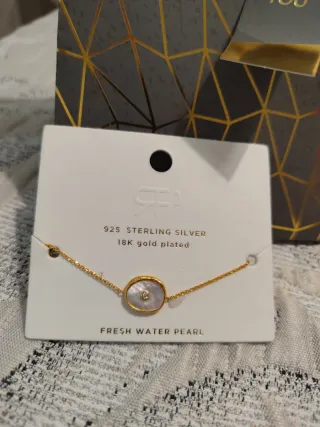 Pulsera Parfois Perla Agua Dulce Baño Oro