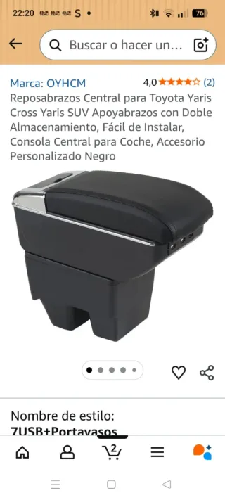 Reposabrazos para coche negro