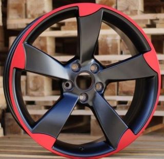 Llantas Rotor Negro Mate Borde Rojo