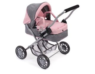 Carrito de muñecas rosa y gris