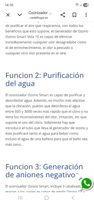 Generador Ozono Smart Vida 10