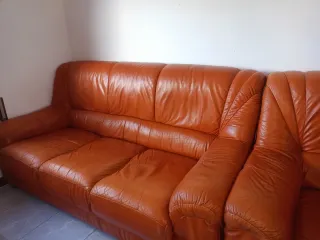 Conjunto sofá 3 plazas y sillón piel