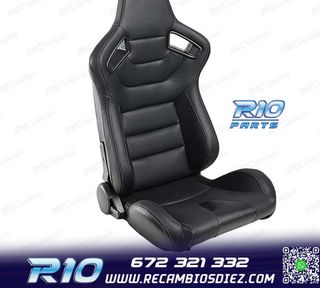 KIT ASIENTO DEPORTIVO SEMI BAQUET ESTILO RS CUERO NEGRO