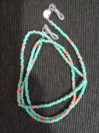 Catenina per occhiali perle rosa e turchesi