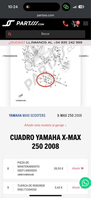 Eje bieleta soporte motor XMAX 250i