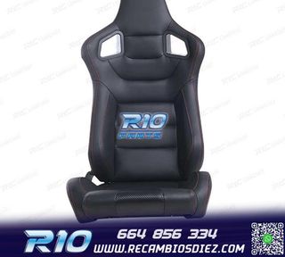KIT ASIENTO DEPORTIVO SEMI BAQUET ESTILO RS CUERO NEGRO COST