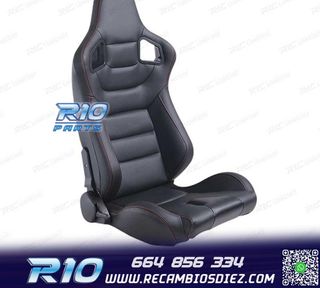 KIT ASIENTO DEPORTIVO SEMI BAQUET ESTILO RS CUERO NEGRO COST