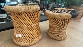 Set 2 Mesas Auxiliares Bambú y Rattan