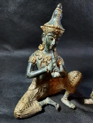 Pareja Figuras Bronce Tailandia Músicos