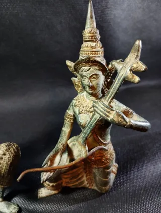 Pareja Figuras Bronce Tailandia Músicos