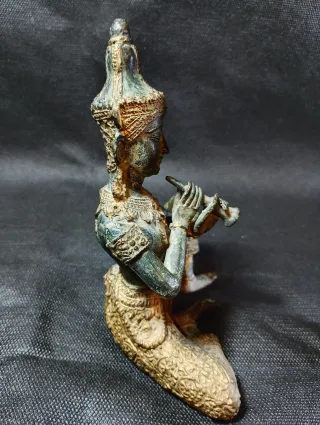 Pareja Figuras Bronce Tailandia Músicos