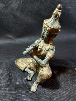 Pareja Figuras Bronce Tailandia Músicos