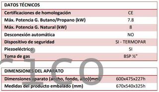 Plancha Gas Acero Laminado Serie 100 - PLC6100