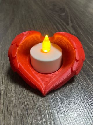 Portavelas Corazón Alas Rojo 3D