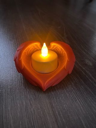 Portavelas Corazón Alas Rojo 3D