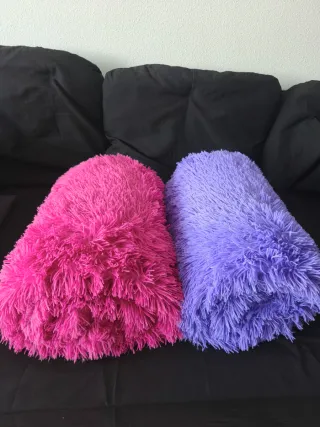 2 Mantas Suaves Rosa y Morado