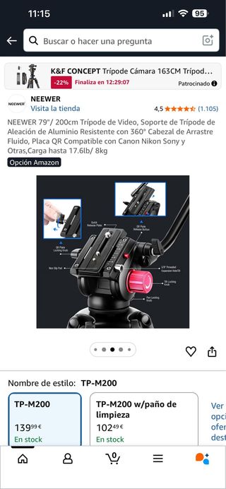 Trípode Neewer 200cm Video Aluminio