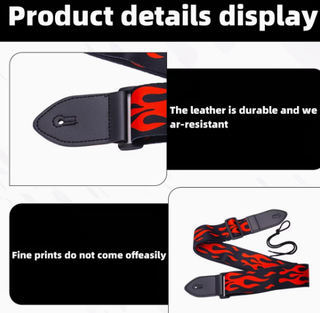 Correa de guitarra con llamas rojas