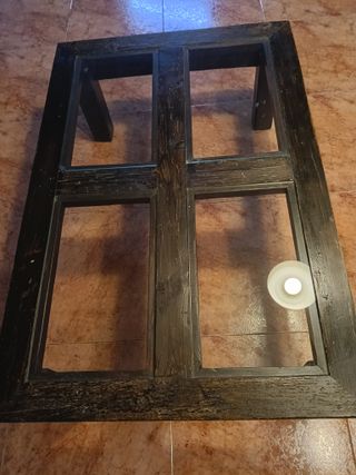 Mesa de centro rústica madera y cristal