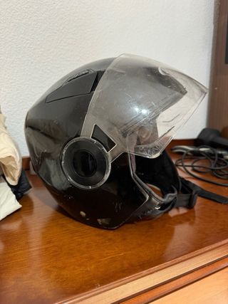 Casco de moto negro talla L