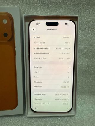 iPhone 17 Pro Max 256GB Arancione