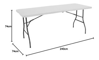 Mesa plegable blanca y gris
