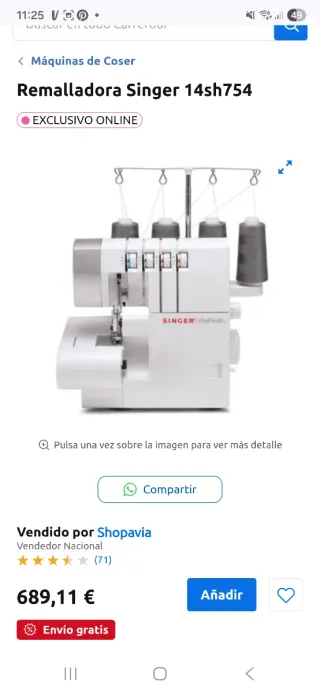 Remalladora Singer 14SH754