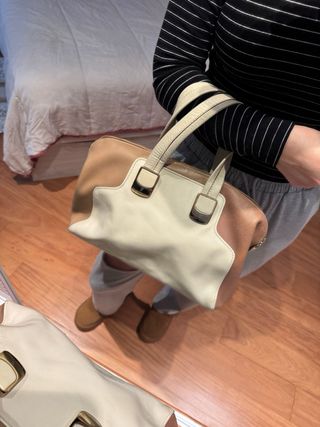 Bolso Robert Pietri Piel Marrón y Blanco