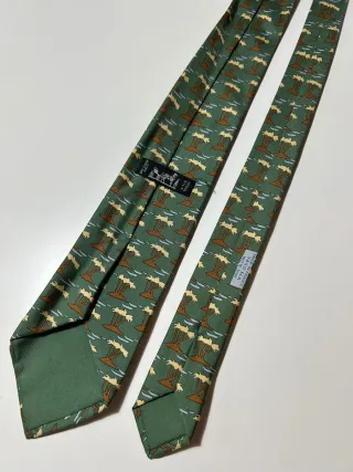Corbata Hermes Verde Palmeras