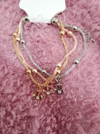 Set 3 Bracciali Ancore Oro Argento