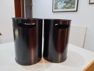 2 Papeleras Metálicas Negras Oficina