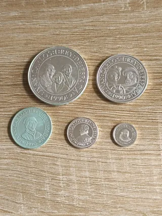 Estuche 5 monedas V Centenario 1990 plata 0.925