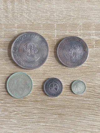 Estuche 5 monedas V Centenario 1989 plata 0.925