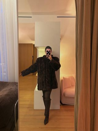 Abrigo de pelo marrón