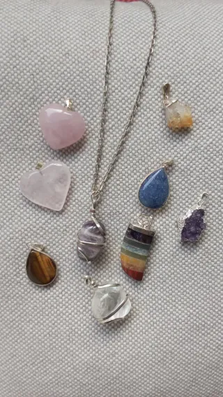 Colgante Punta Chakras Baño Plata