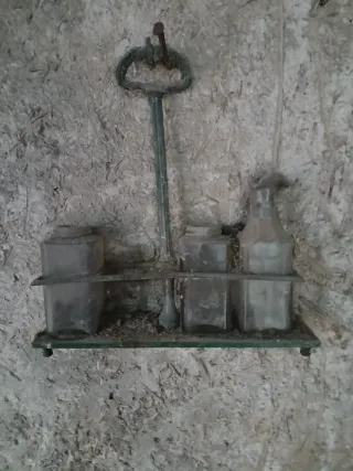 Aceitera retro cristal y forja