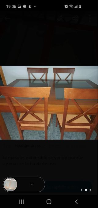 Mesa comedor madera nogal y 4 sillas