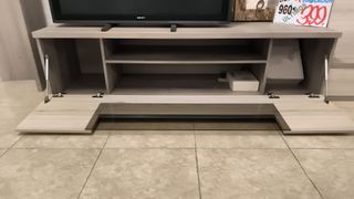 Mueble TV madera y cristal