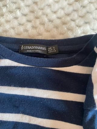Camiseta rayas Stradivarius azul y blanco Talla XS