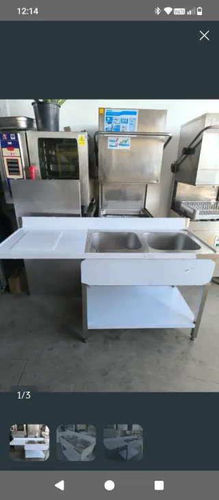 Fregadero industrial con dos cubas