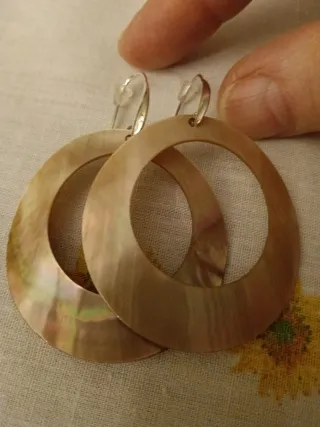 Pendientes Nácar y Plata Aro Grande