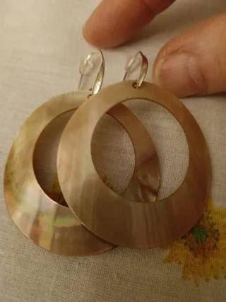 Pendientes Nácar y Plata Aro Grande