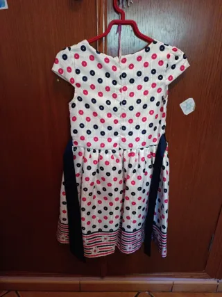 Conjunto niña chaqueta y vestido lunares