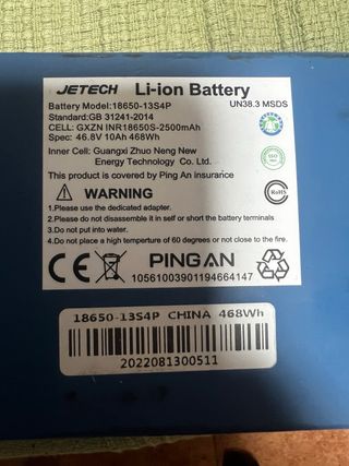 Batería Patinete 48V 10Ah Li-ion