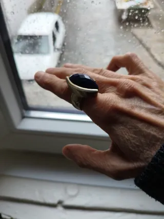 Anillo Plata Piedra Azul Facetada