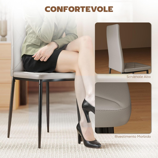 Set di 4 Sedie Sala da Pranzo in Finta Pelle, Sedi