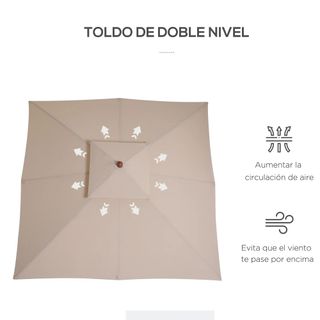 Sombrilla de Jardín 3x3x3 m con Doble Techo Beige