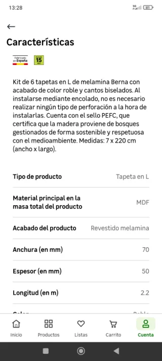 Pack 7 tapetas extensibles Roble miel